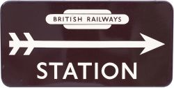 BR(W) FF enamel direction sign STATION with British Railways totem and right facing arrow. In very