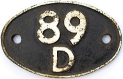 Shedplate 89D Oswestry September 1960-September 1963. During the time this ex Cambrian Railways shed