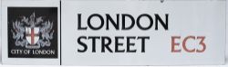Enamel London motoring Road Sign LONDON STREET EC3 CITY OF LONDON. In very good condition,