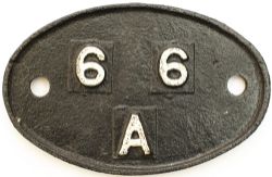 Shedplate 66A Polmadie 1950-1972 with sub sheds of Motherwell and Paisley. Face restored rear