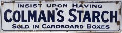 Advertising enamel sign INSIST UPON HAVING COLMAN'S STARCH SOLD IN CARDBOARD BOXES. In good