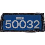 Flamecut number panel 50032 ex British Railways diesel locomotive built by English Electric