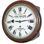 London & South Western Railway 8 inch mahogany cased fusee railway clock with a cast brass bezel and