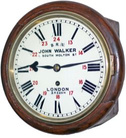 London & South Western Railway 8 inch mahogany cased fusee railway clock with a cast brass bezel and