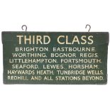 BR(S) platform indicator board THIRD CLASS BRIGHTON, EASTBOURNE, WORTHING, BOGNOR REGIS,