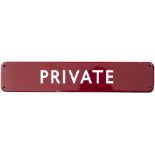 BR(M) FF enamel doorplate PRIVATE. In excellent condition with minor edge chipping, measures 18in