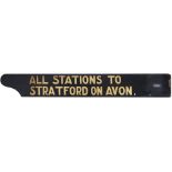 Great Western Railway platform indicator board ALL STATIONS TO STRATFORD ON AVON. Double sided