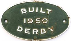 Worksplate BUILT 1950 DERBY ex British Railways Diesel Class 11 0-6-0 in the number range 12067-