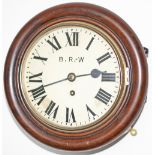 Great Western Railway 8in mahogany cased fusee railway clock with a rectangular plated chain