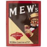 Advertising enamel Sign MEWS ISLE of WIGHT W.B.MEW, Langton & Co LTD. In virtually mint condition,