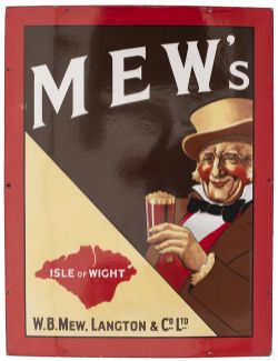 Advertising enamel Sign MEWS ISLE of WIGHT W.B.MEW, Langton & Co LTD. In virtually mint condition,