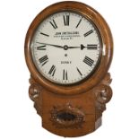 Midland Railway oak cased 12in drop dial fusee clock by John Smith & Sons of Derby circa 1880. The