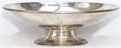 LMS Hotels silverplate Elliptical FRUIT BOWL marked with LMS HOTELS on the front. Base marked
