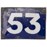 Midland & South Western Junction Railway enamel Bridgeplate 53, from a bridge over Elcot Road just