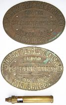 A pair of worksplates and whistle. ANDREW BARCLAY SONS & CO CALEDONIA WORKS KILMARNOCK No 362 of