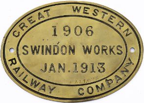 Tenderplate GREAT WESTERN RAILWAY COMPANY SWINDON WORKS 1906 JAN 1913 3500 GALLONS from a standard