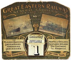 Great Eastern Railway card advertising Calendar showing images to the front of Parkeston Quay