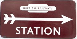 BR(M) FF enamel direction sign STATION with British Railways totem and right facing arrow. In very