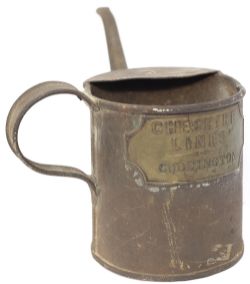 CLC small lamp oil can brass plated CHESHIRE LINES CUDDINGTON. From the former station Northwich and