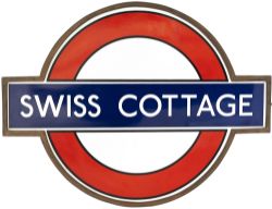 London Transport Underground enamel target/bullseye sign SWISS COTTAGE. This pre war one piece