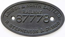 Worksplate LNER 9x5 LONDON & NORTH EASTERN RAILWAY R.STEPHENSON & CO 67778 1950 ex Thompson L1 2-6-