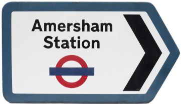 London Underground FF enamel station direction sign AMERSHAM STATION. In very good condition