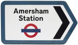 London Underground FF enamel station direction sign AMERSHAM STATION. In very good condition