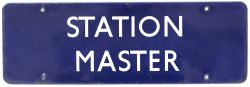 BR(E) enamel doorplate STATION MASTER. In excellent condition measures 18in x 6in.
