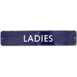 BR(E) enamel doorplate LADIES. In good condition with some minor restoration, measures 18in x 3.5in.