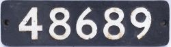 Smokebox numberplate 48689 ex LMS Stanier 8F 2-8-0 built at Brighton in 1944. Allocated to