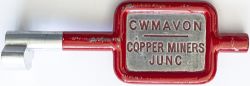 BR-W Tyers No9 single line aluminium key token CWMAVON - COPPER MINERS JUNC, configuration A. In