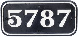 GWR cast iron cabside numberplate 5787 ex Collett 0-6-0PT built at Swindon in 1930. Allocated to