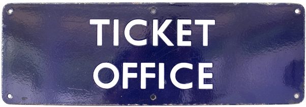 BR(E) enamel doorplate TICKET OFFICE. In excellent condition, measures 18in x 6in.