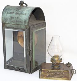 London & North Western Railway copper Ships Oil Lamp stamped in the top 1st CLASS PASSENGERS L&NW.