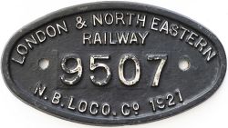 Worksplate LNER 9x5 LONDON & NORTH EASTERN RAILWAY N.B.LOCO CO 9507 1948 ex Great Northern Railway