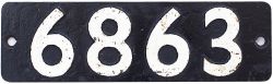 Smokebox numberplate 6863 ex Dolhywel Grange, see previous lot for locomotive details. Face