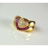 An 18ct gold ruby and diamond ring