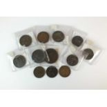 A collection of copper and bronze pennies and half-pennies from George I to Victoria