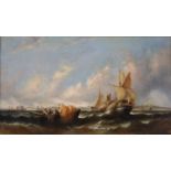 English School (19th century) probably W.Adolphus Knell (1805-1875), a shipping scene, oil, 35.5 x 6