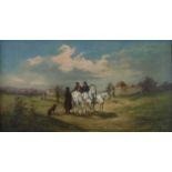 C* Wolff (Continental School 19th century), A Pair of Horse and Cart Scenes, oil, 31.5 x 58.5cm