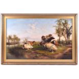 Thomas Sidney Cooper R.A. (British, 1803-1902) Cattle resting, oil, 76.5 x 124cm