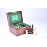 A Jaques, boxed Staunton pattern chess set