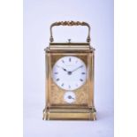 A 19th century gorge case, brass carriage clock, retailed by Parkinson & Frodsham