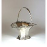 An Edwardian silver swing handled basket