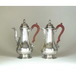 A George III style silver coffee pot and hot water jug