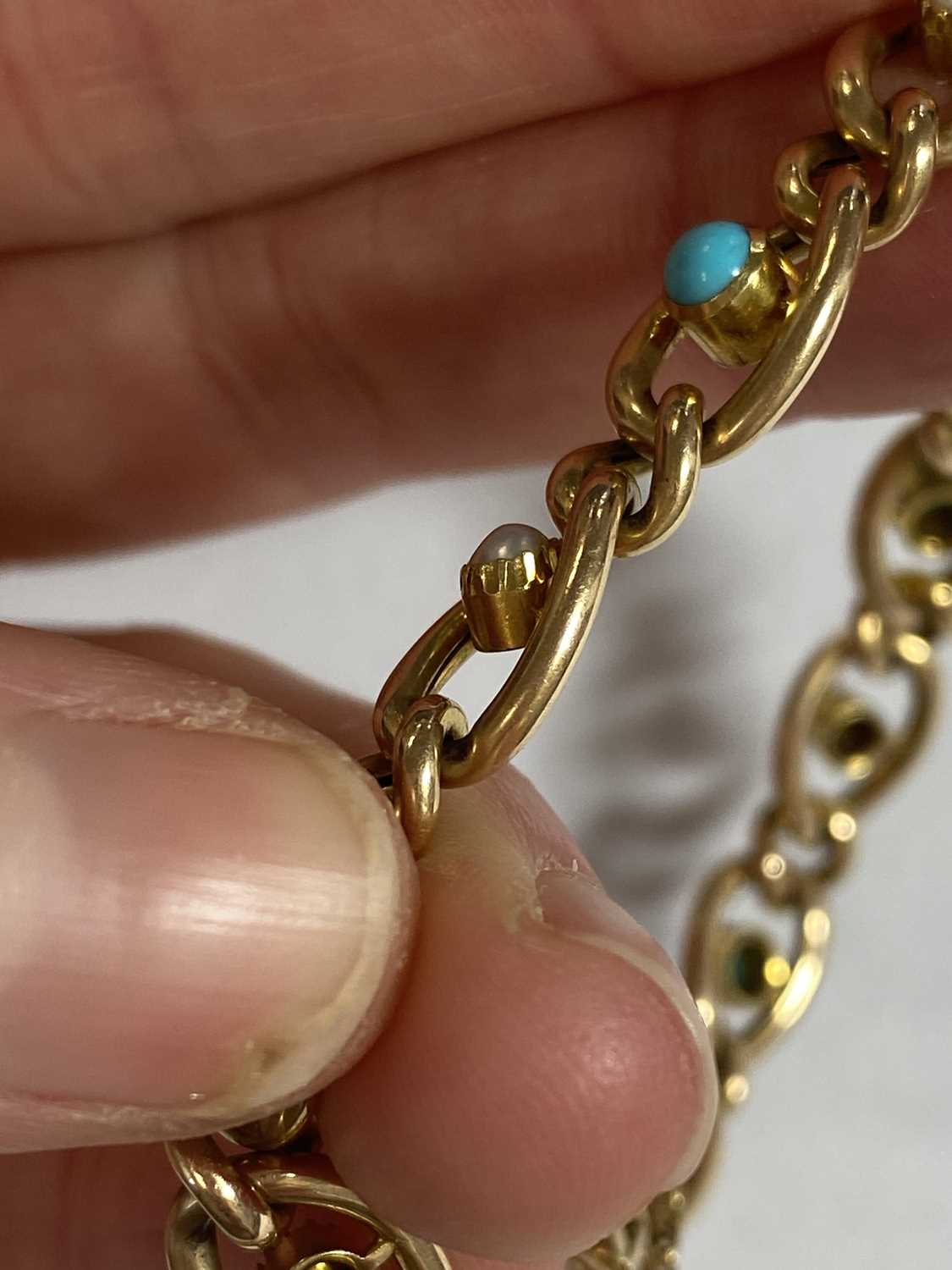 An early 20th century turquoise and seed pearl bracelet and a bar brooch - Image 12 of 12