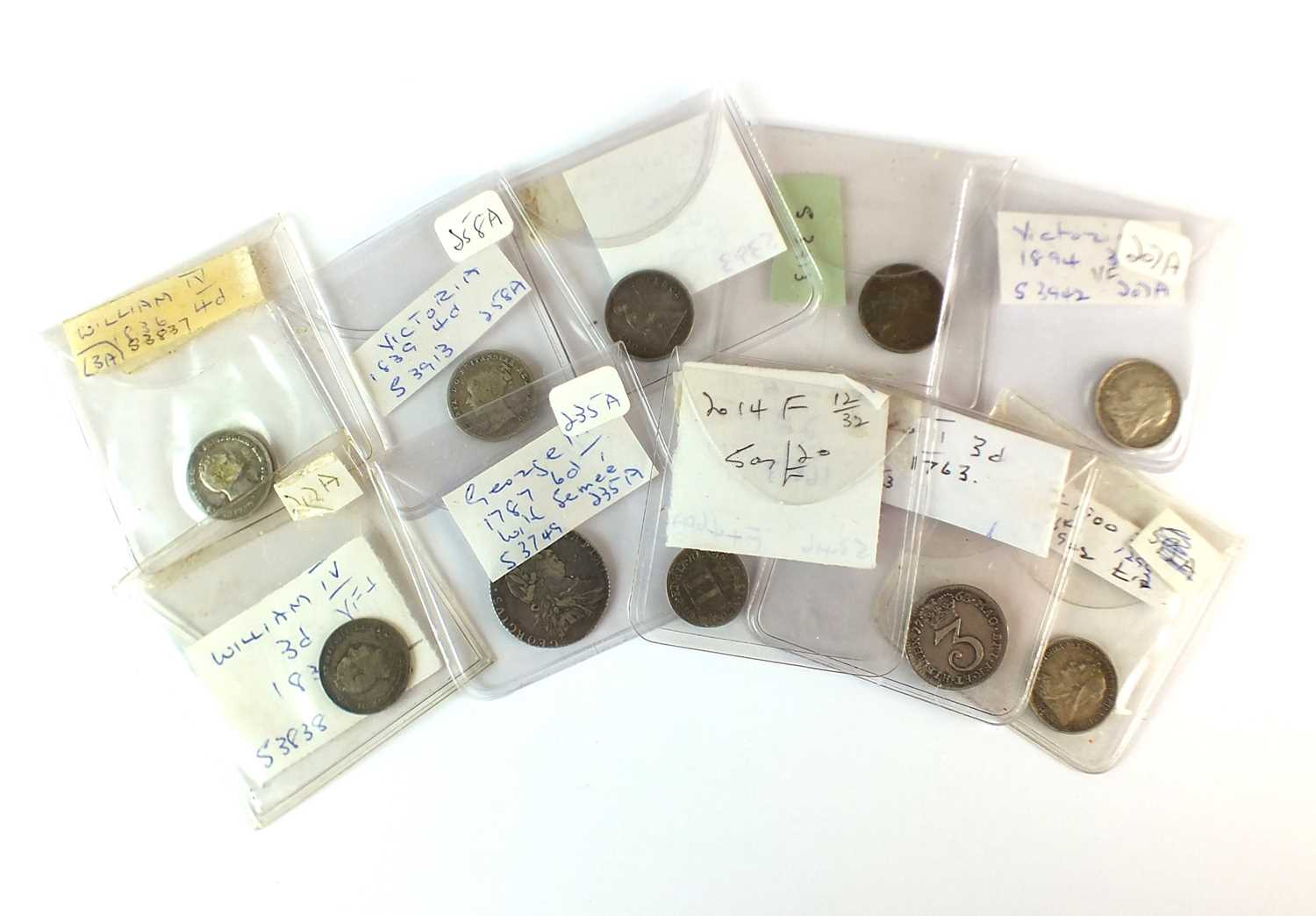 A collection of U.K. silver coins from James II to Victoria