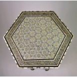 A good 19th century Persian, hexagonal khatamkari occasional table