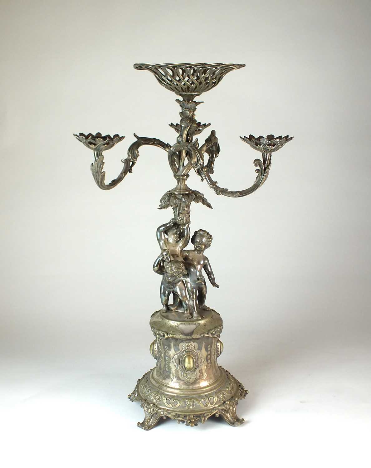 A 19th century silver plated table centrepiece