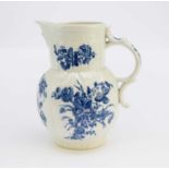 A Caughley 'Bouquets' cabbage leaf jug